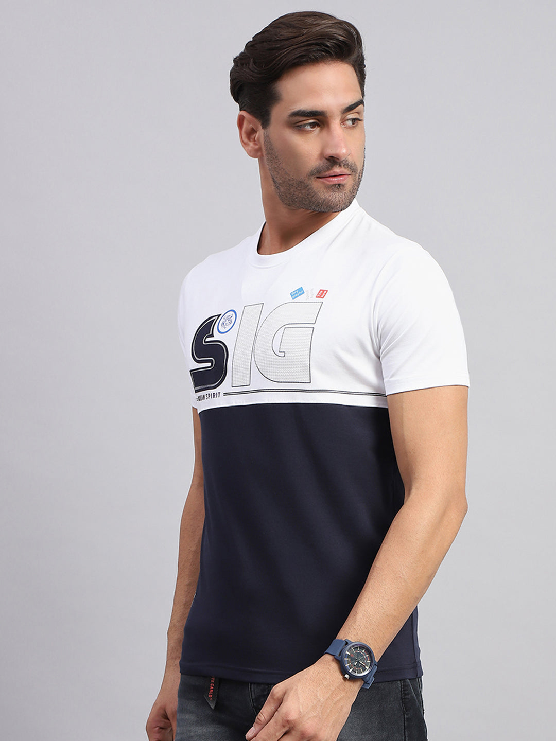 Men Multicolor Printed Round Neck Half Sleeve T-Shirt