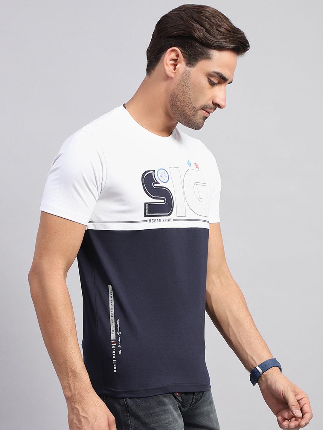 Men Multicolor Printed Round Neck Half Sleeve T-Shirt