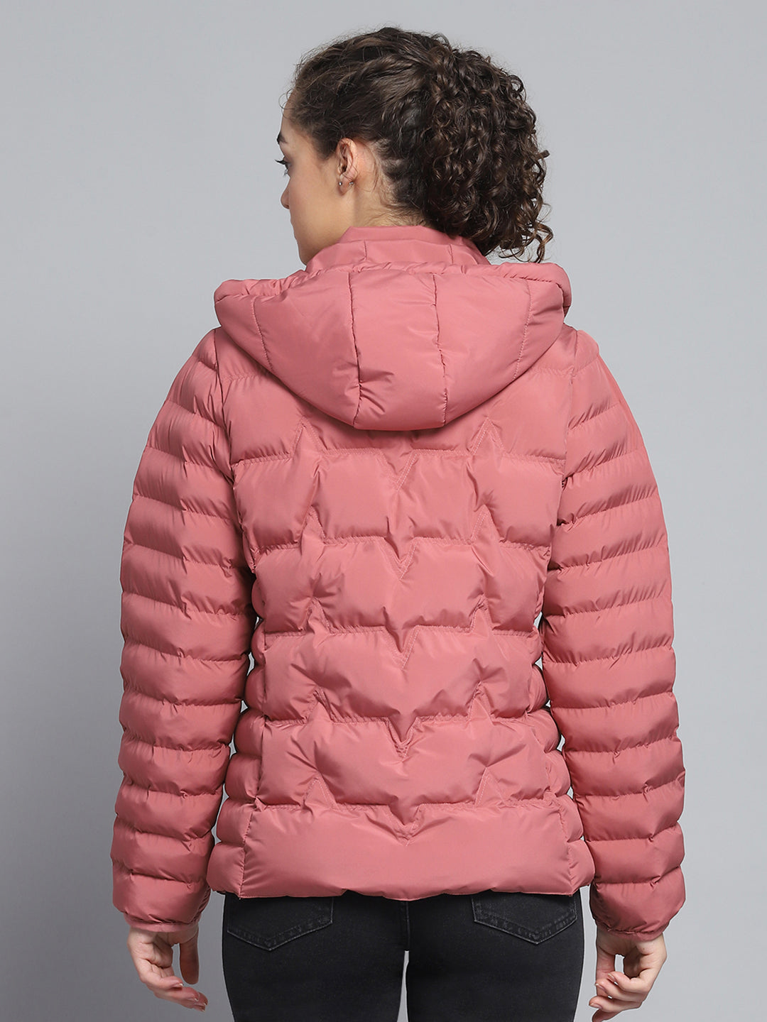 Women Pink Solid Detachable Hood Full Sleeve Jacket
