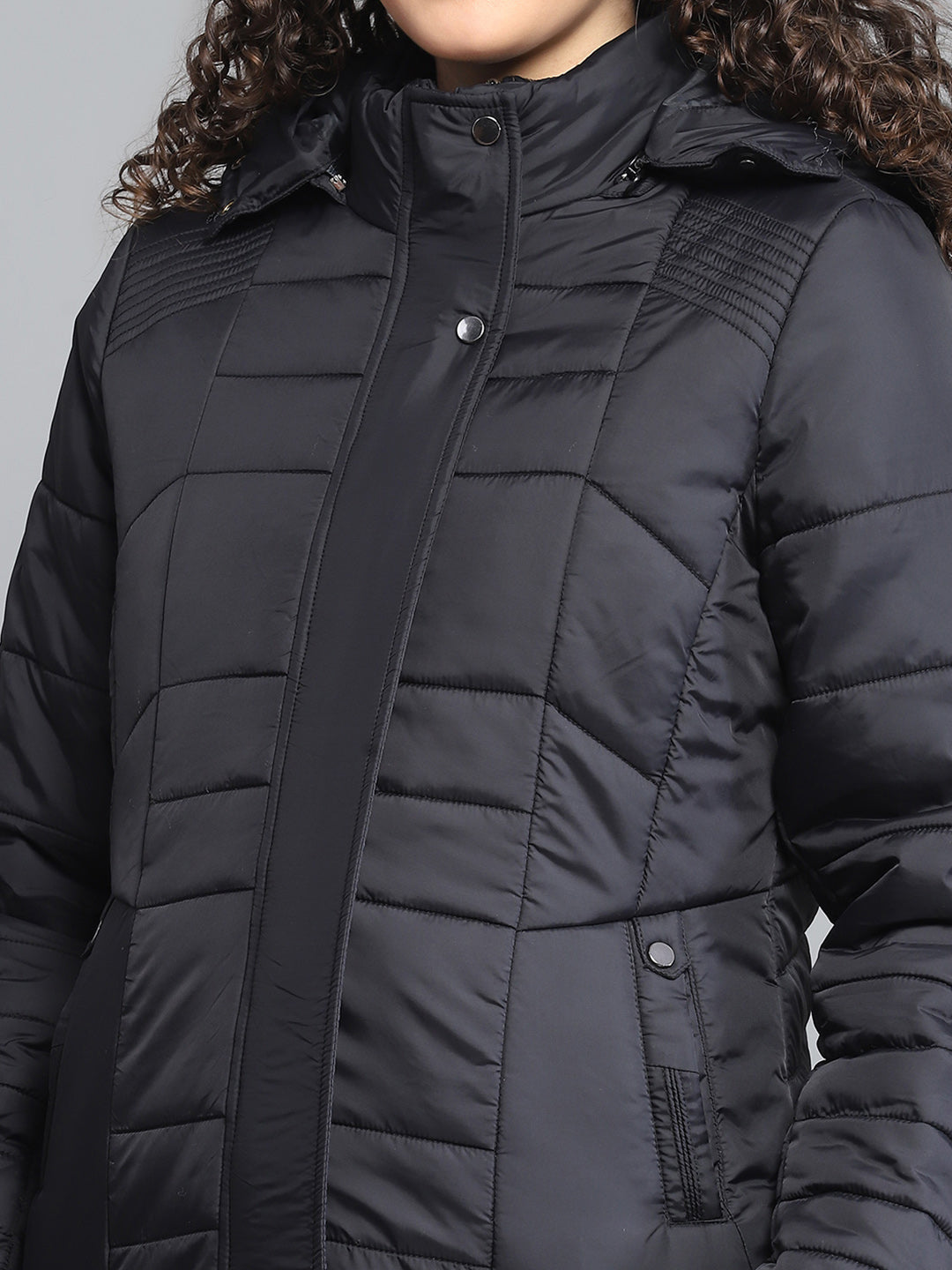 Women Black Self Design Hooded Jacket Set (1 Full & 1 Half Sleeve Reversible)