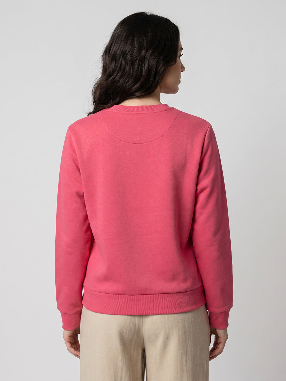 Women Coral Printed Round Neck Full Sleeve Sweatshirt