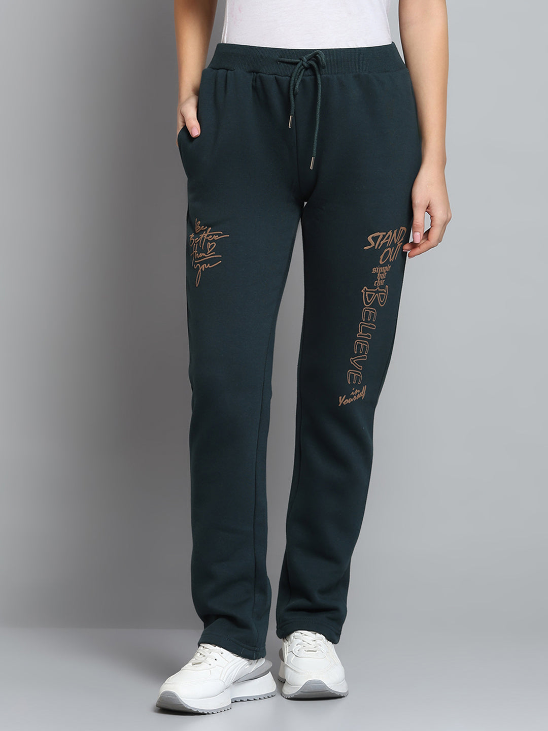 Women Green Printed Regular Fit Winter Lower