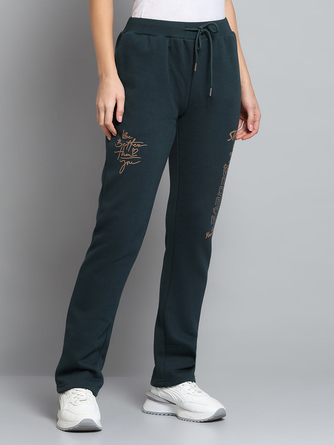 Women Green Printed Regular Fit Winter Lower