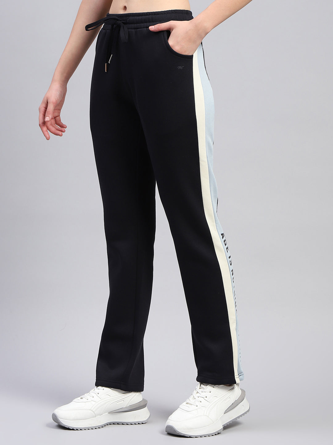 Women Navy Blue Solid Regular Fit Lower