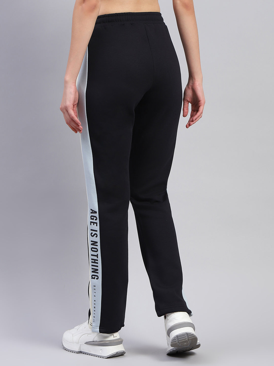 Women Navy Blue Solid Regular Fit Lower