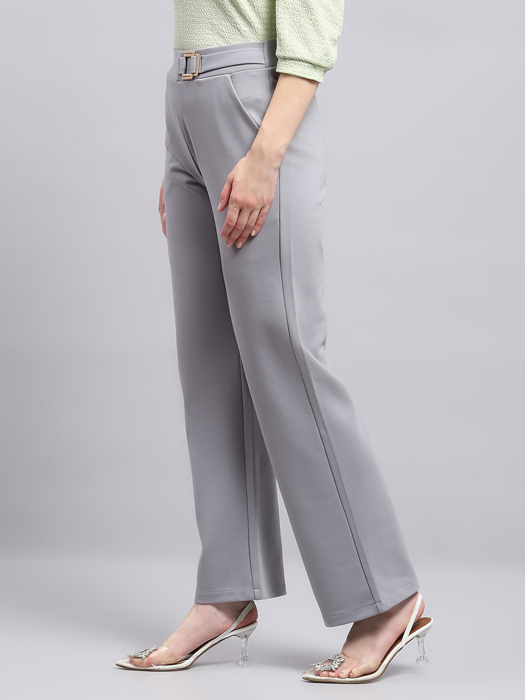 Women Grey Solid Regular Fit Jegging