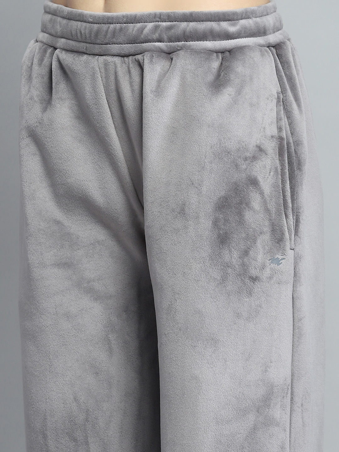 Women Grey Printed Round Neck Full Sleeve Cords Set