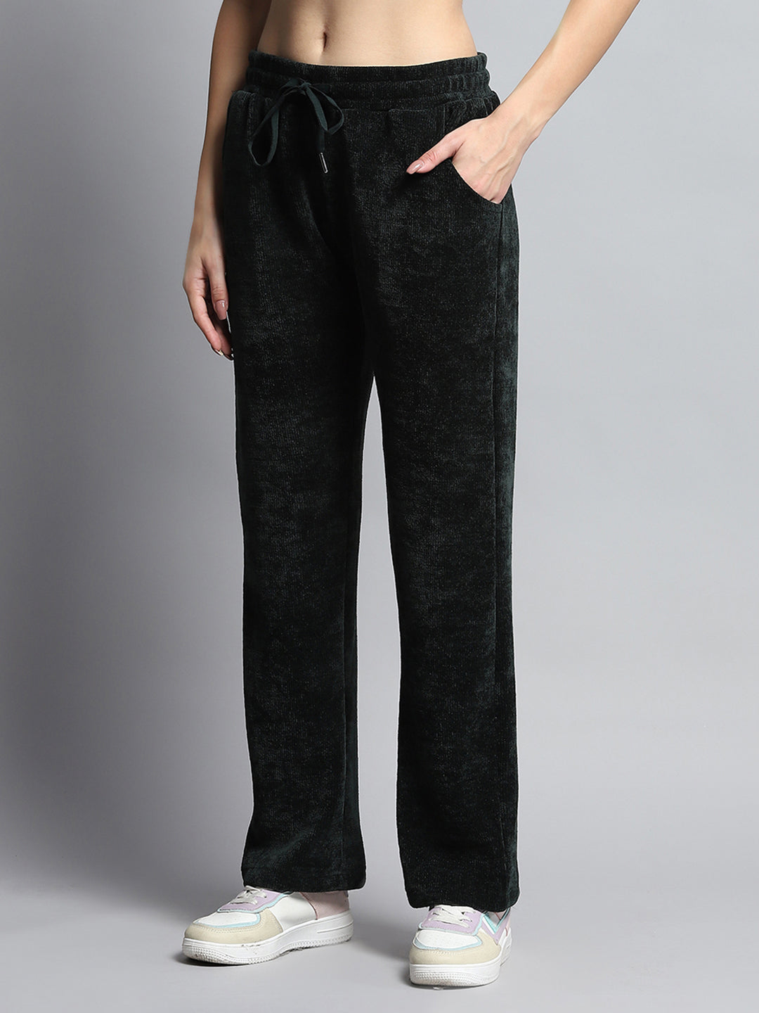 Women Green Printed Round Neck Full Sleeve Cords Set