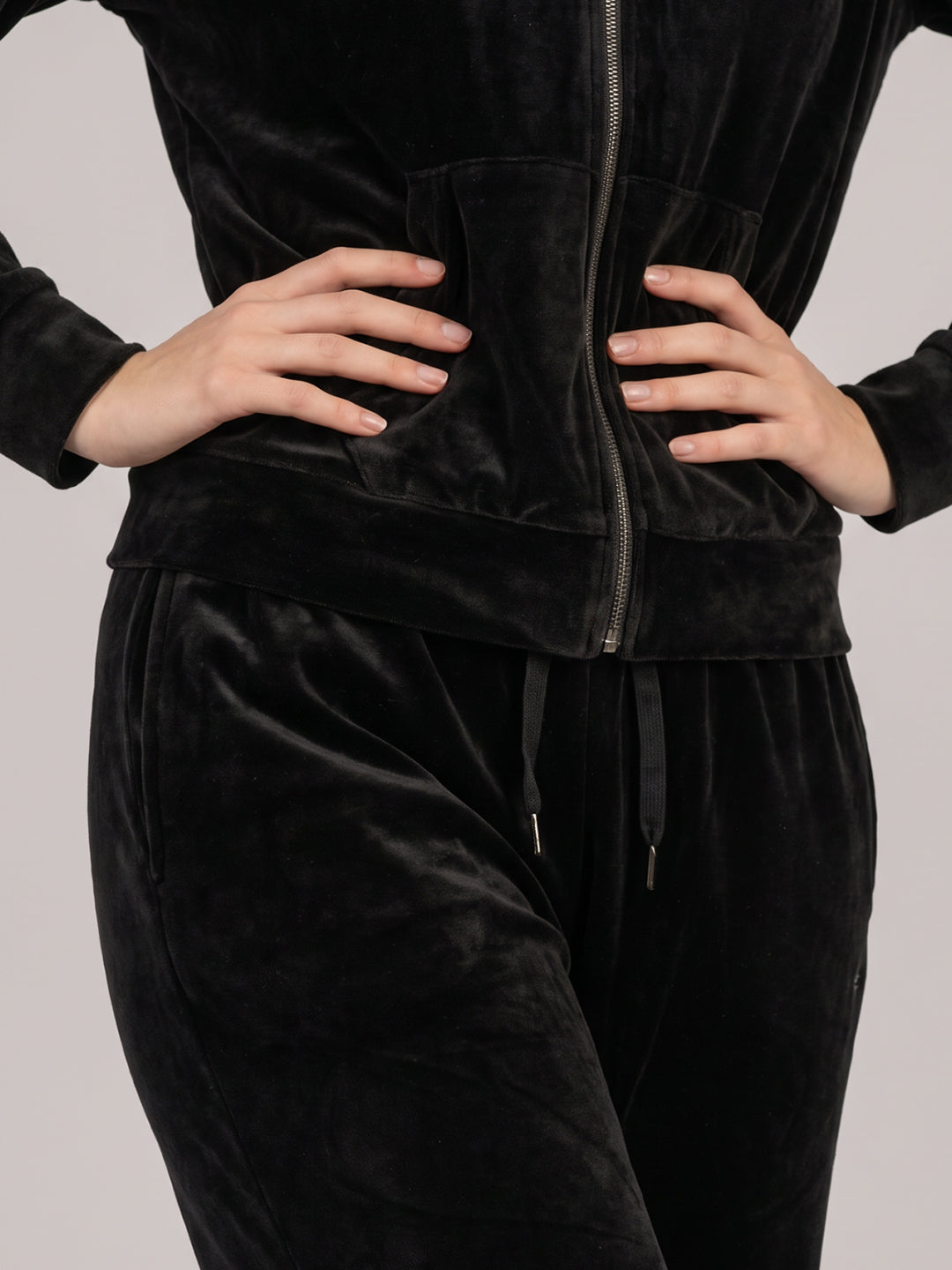 Women Black Solid Turtle Neck Full Sleeve Cords Set
