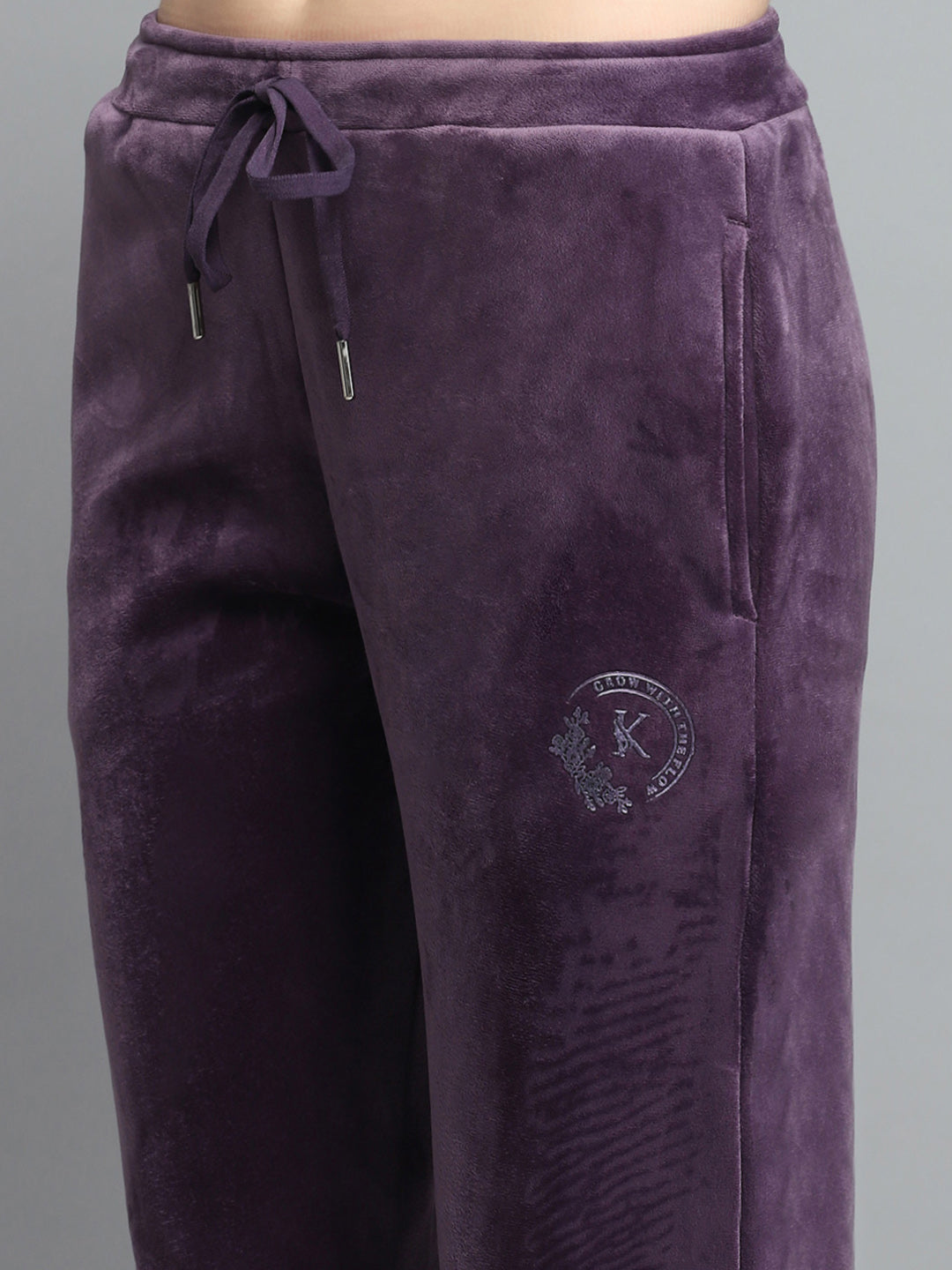 Women Purple Printed Hooded Full Sleeve Cords Set