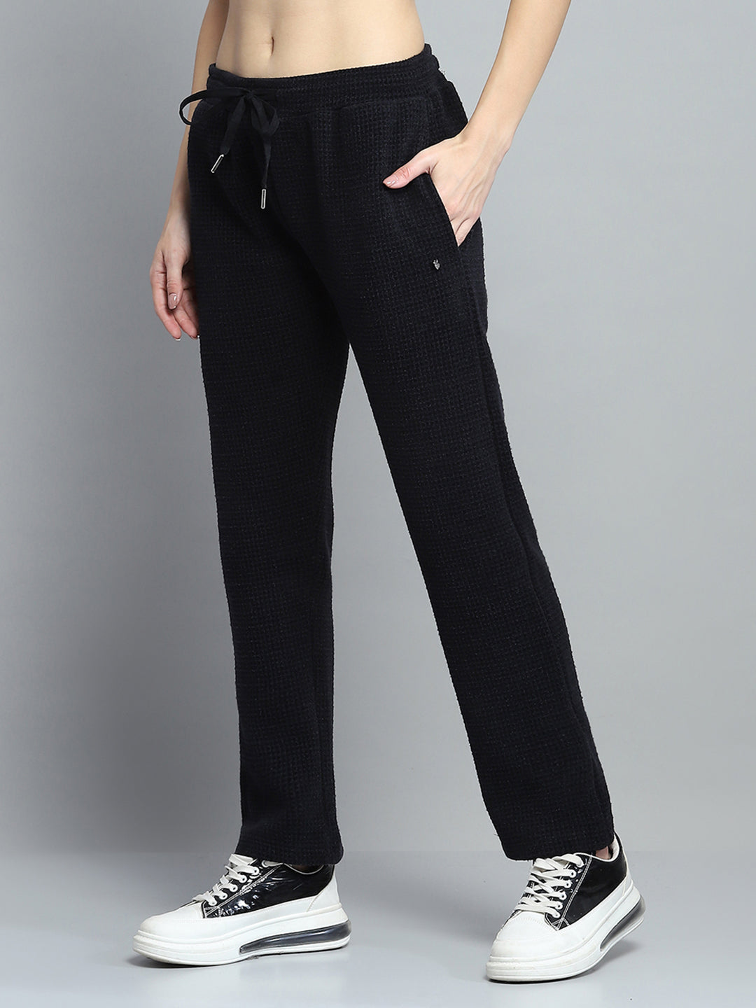 Women Black Self Design Collar Full Sleeve Cords Set