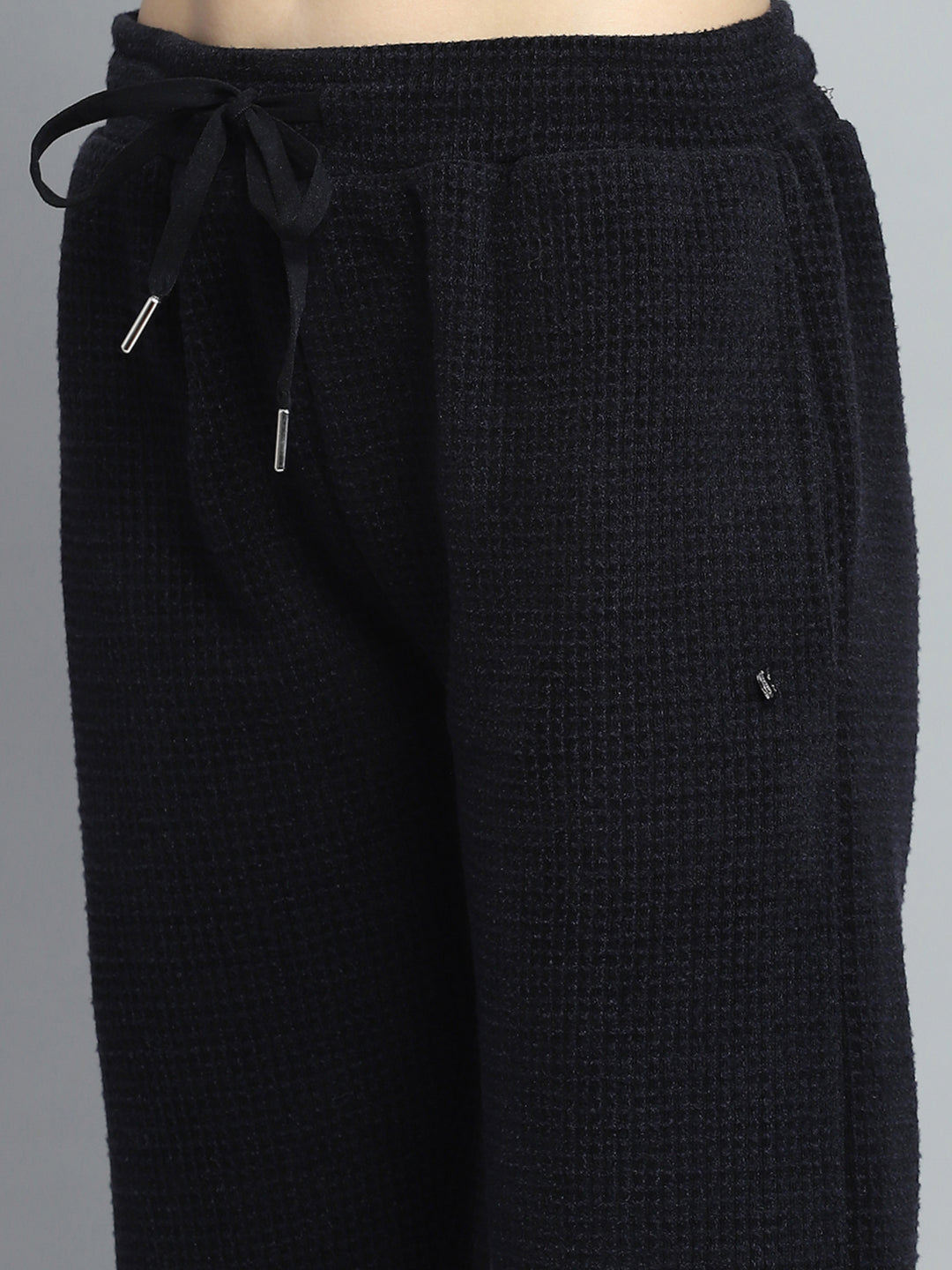 Women Black Self Design Collar Full Sleeve Cords Set