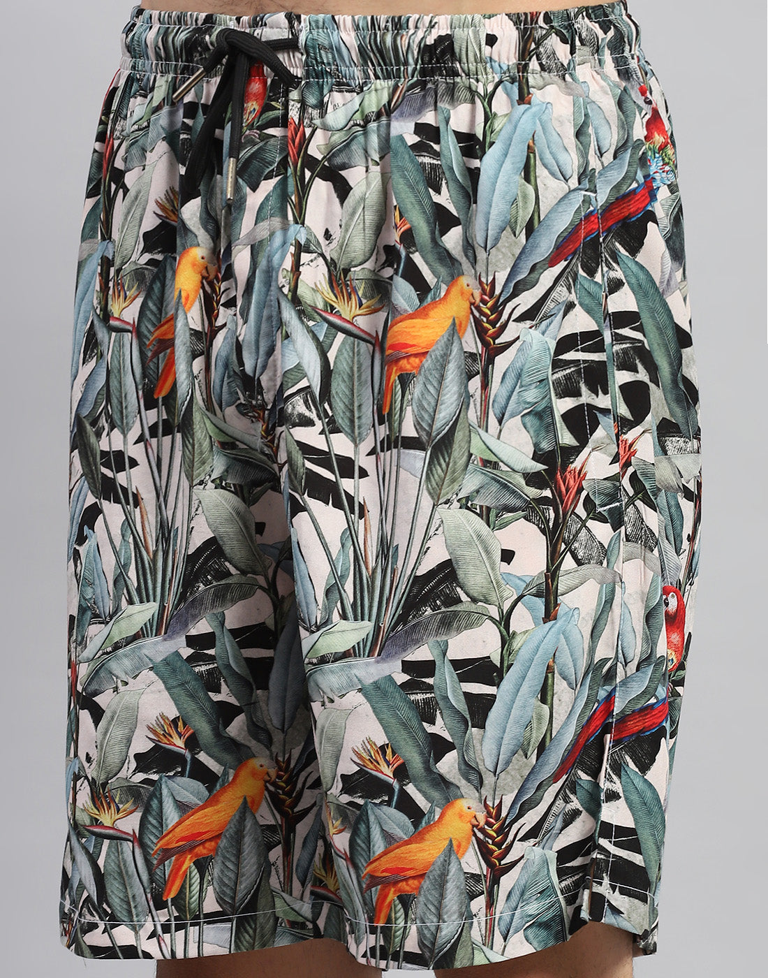 Men Green Floral Print Round Neck Half Sleeve Cords Set