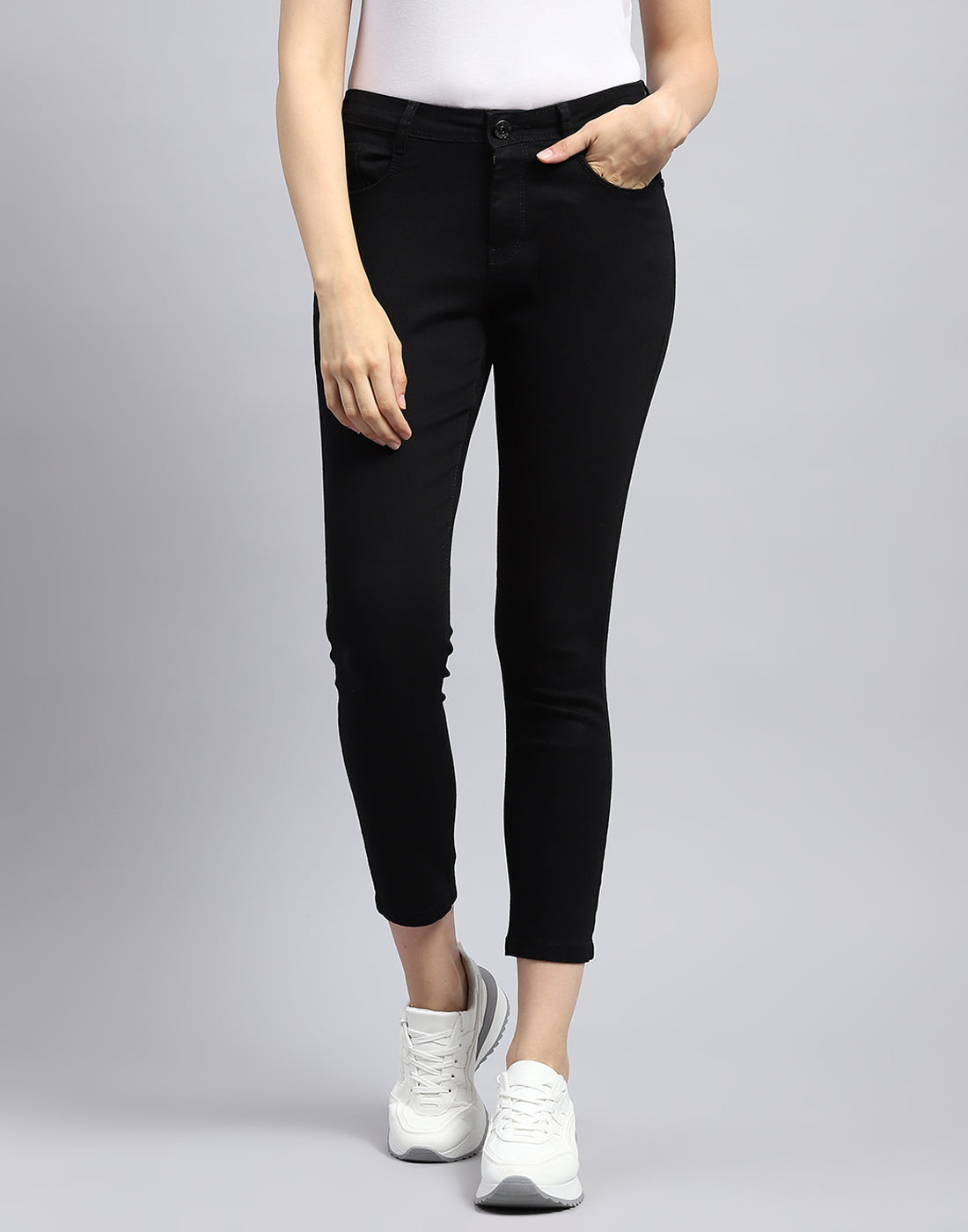 Buy Women Black Solid Slim Fit Denim Online in India Monte Carlo