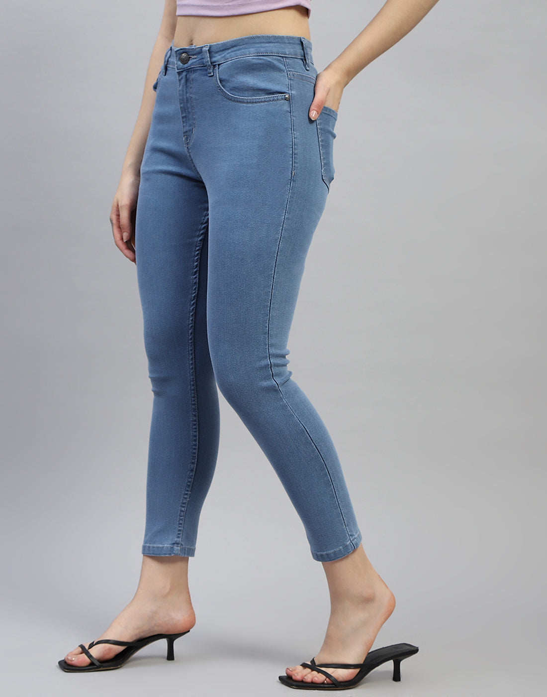 Buy Women Blue Solid Slim Fit Denim Online in India Monte Carlo