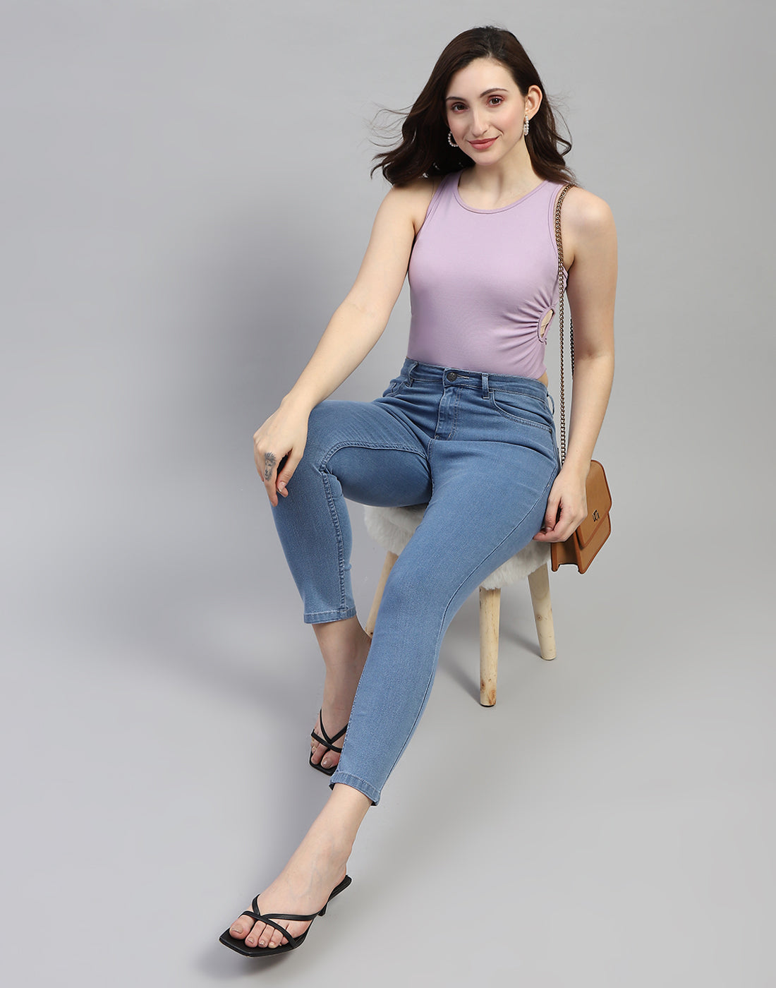 Women Blue Solid Slim Fit Denim