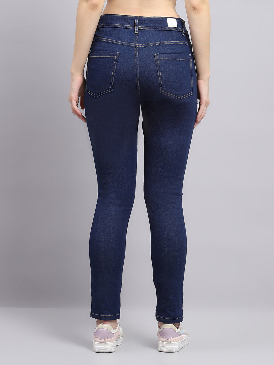 Women Blue Solid Slim Fit Denim