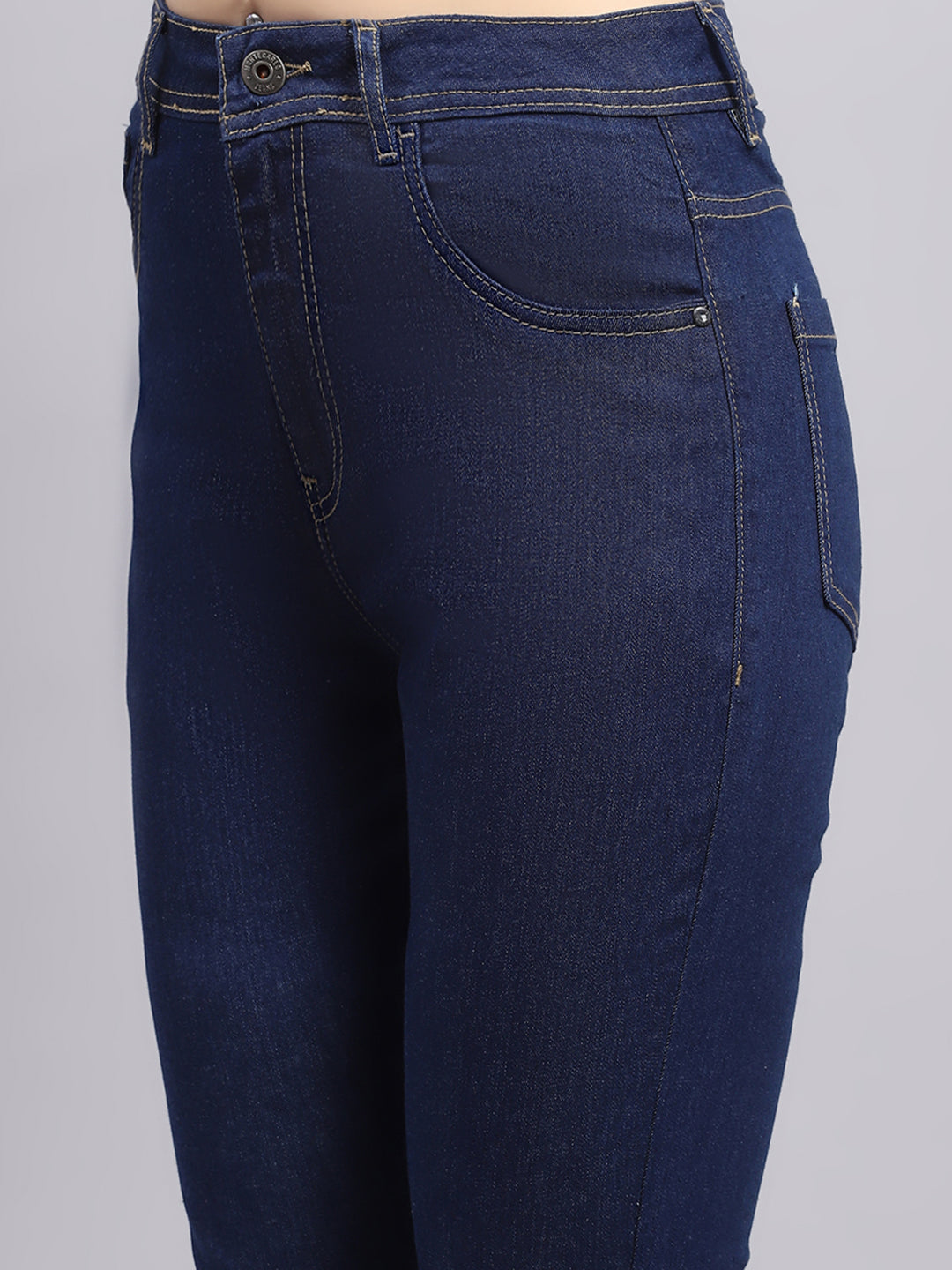 Women Blue Solid Slim Fit Denim