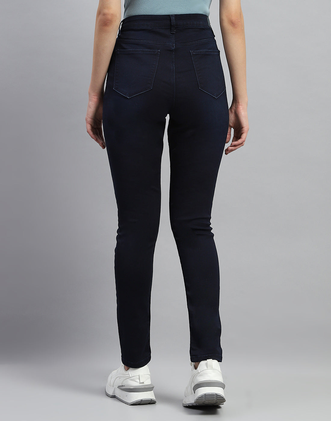 Women Navy Blue Solid Slim Fit Denim