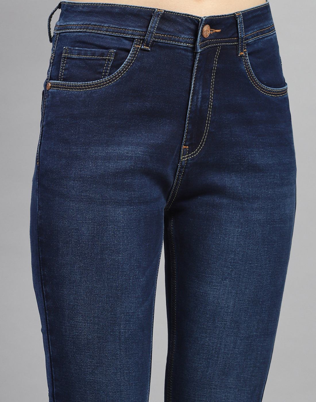 Women Dark Blue Light Wash Bootcut Denim