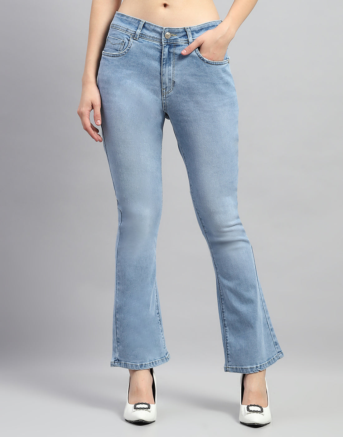 Women Light Blue Light Wash Bootcut Denim