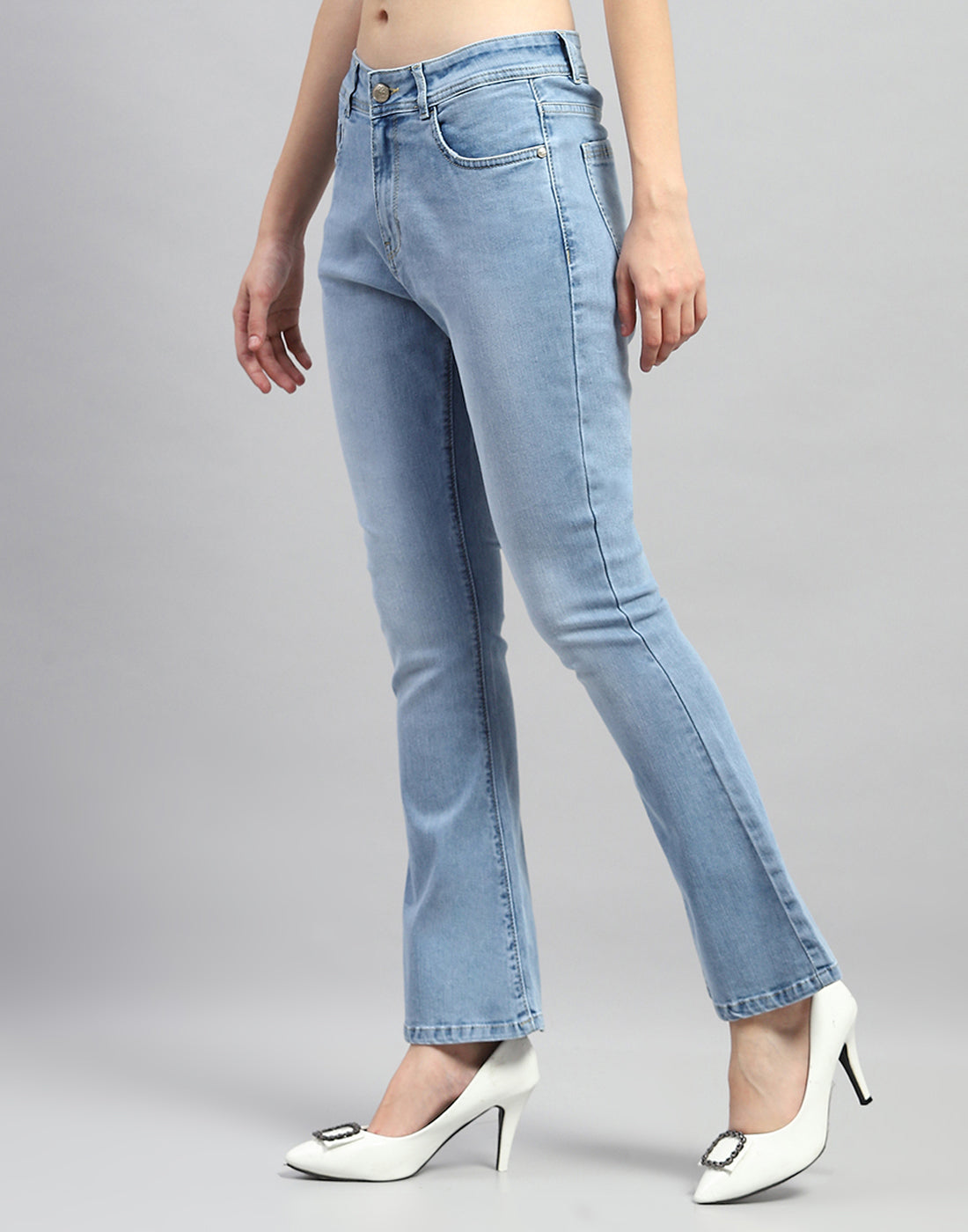 Women Light Blue Light Wash Bootcut Denim
