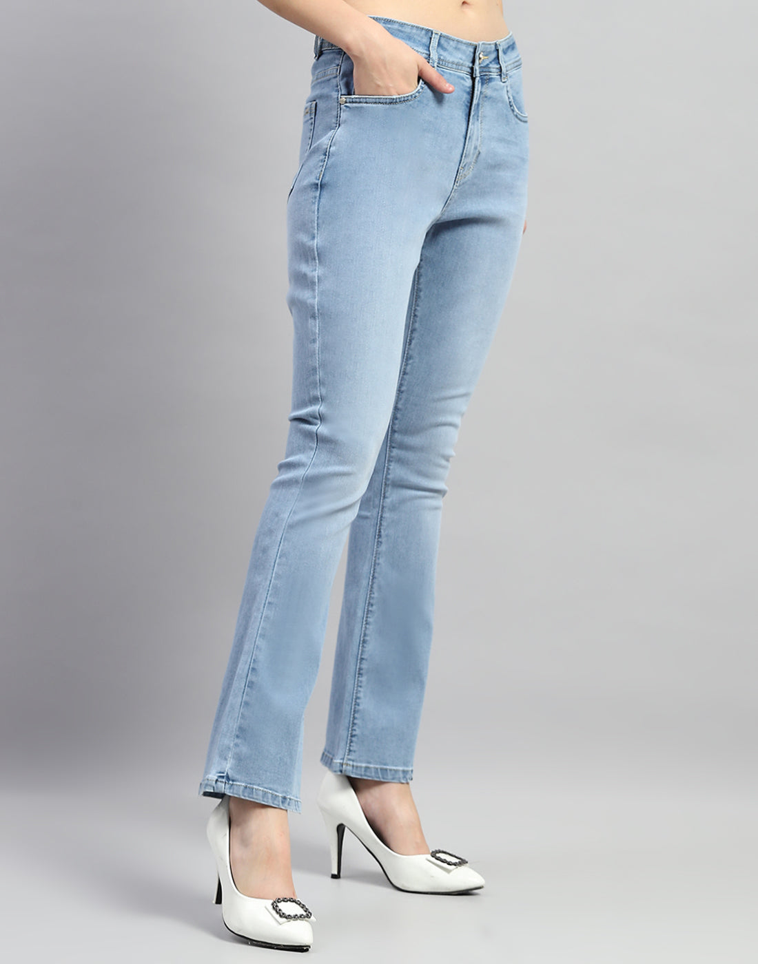 Women Light Blue Light Wash Bootcut Denim