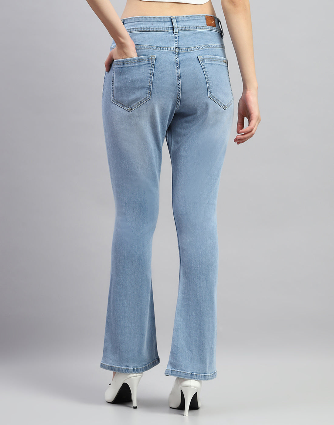 Women Light Blue Light Wash Bootcut Denim