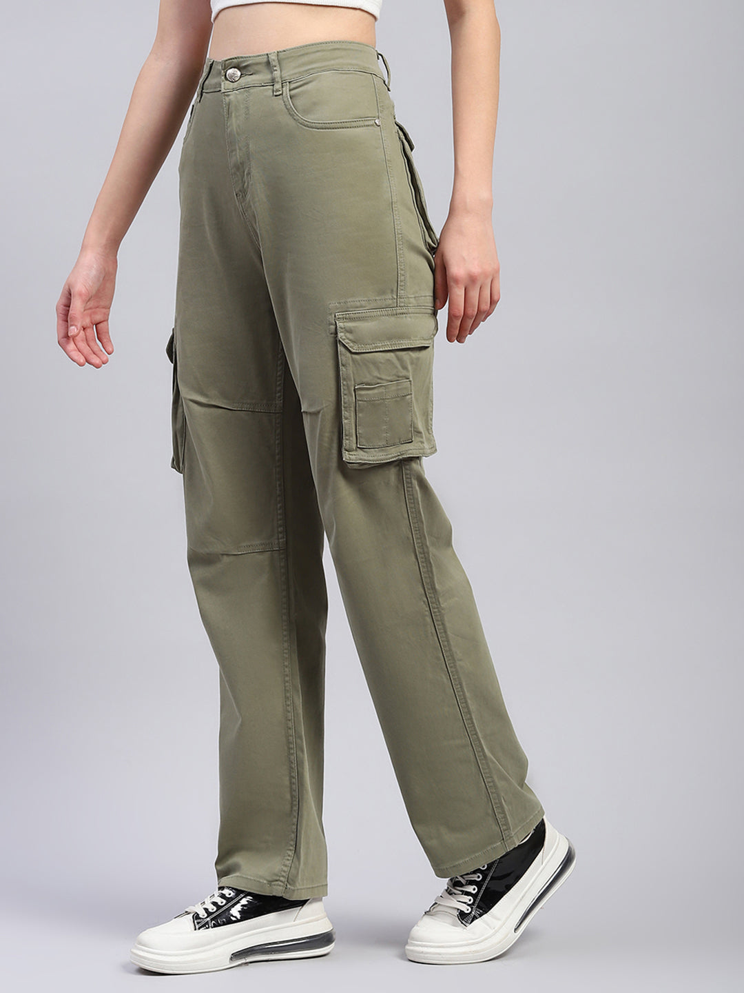 Women Olive Solid Cargo Cargo