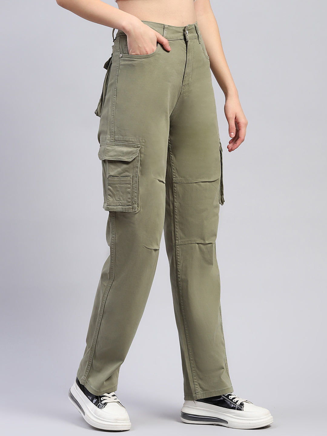 Women Olive Solid Cargo Cargo