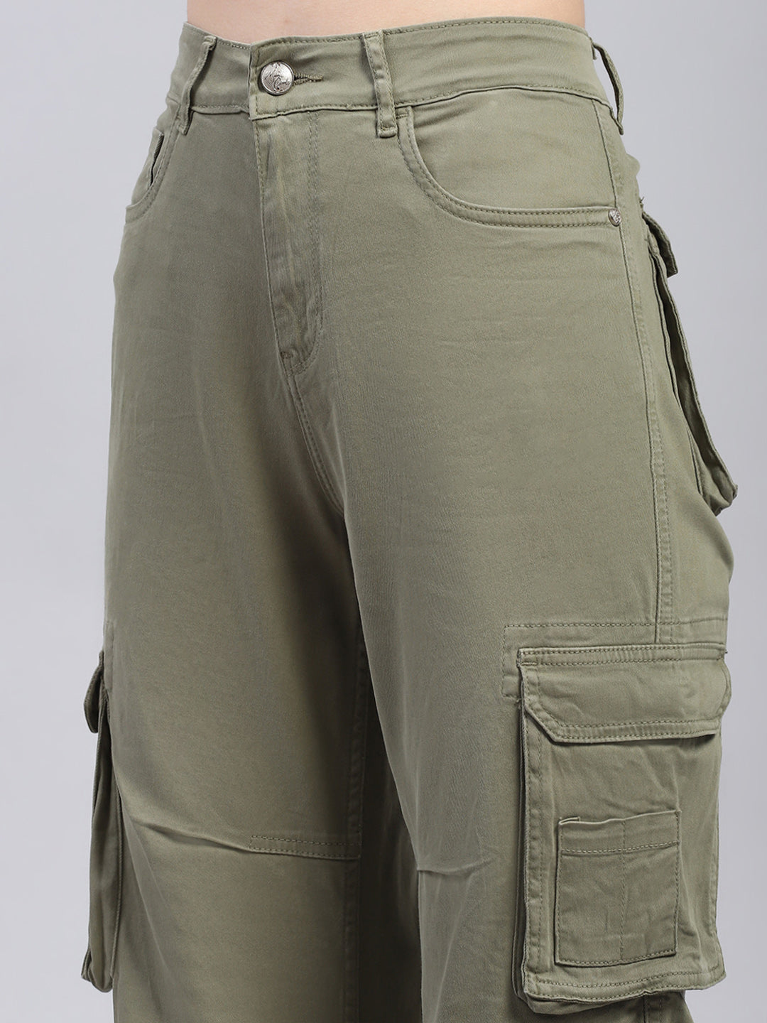 Women Olive Solid Cargo Cargo
