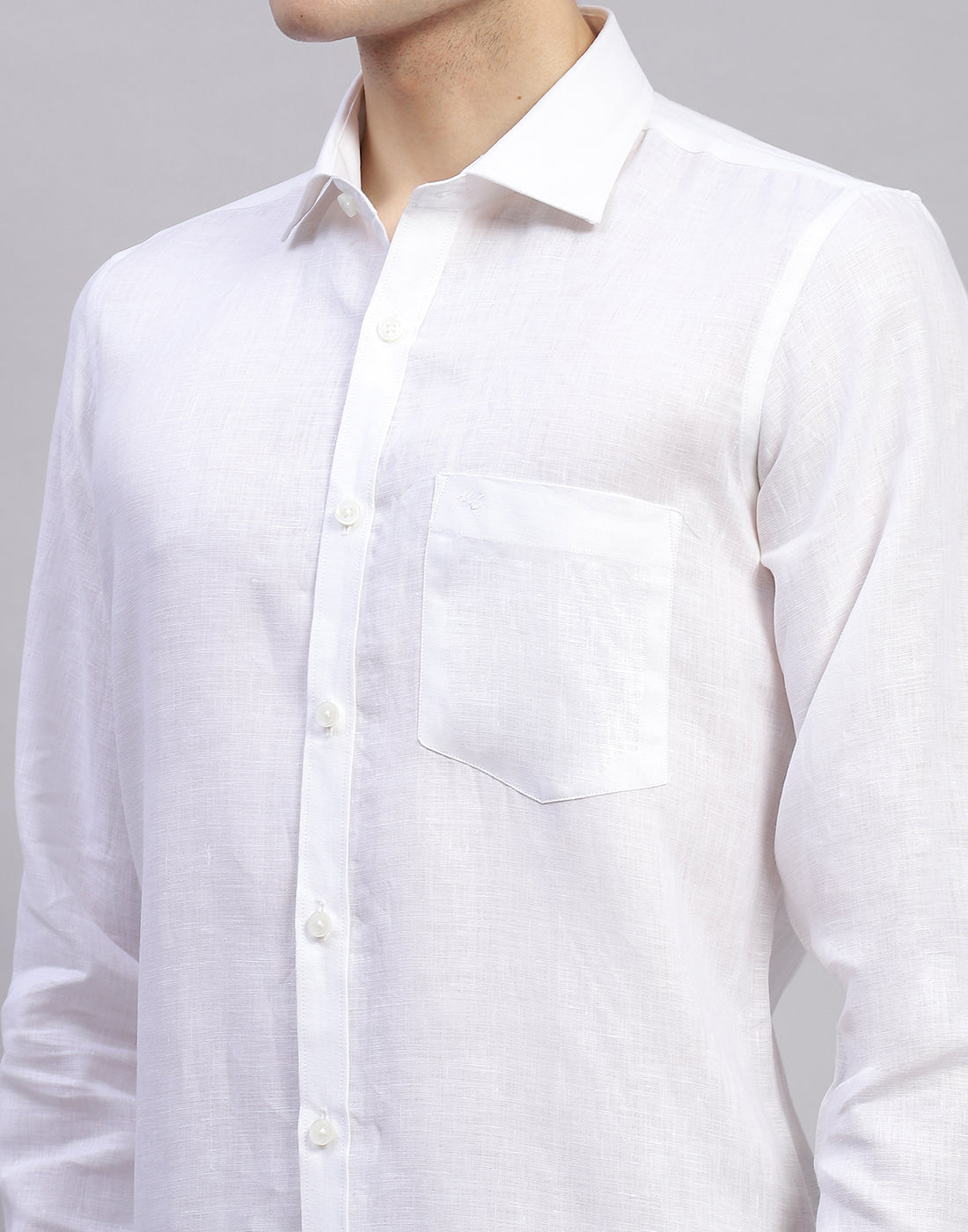 Men White Solid Collar Full Sleeve Shirt