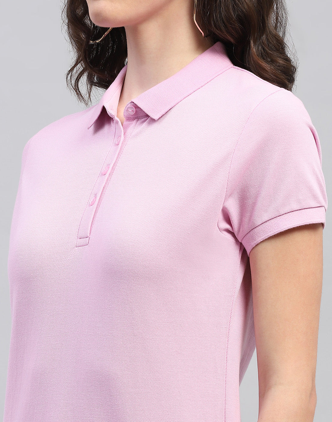 Women Purple Solid Collar Neck Half Sleeve T Shirt