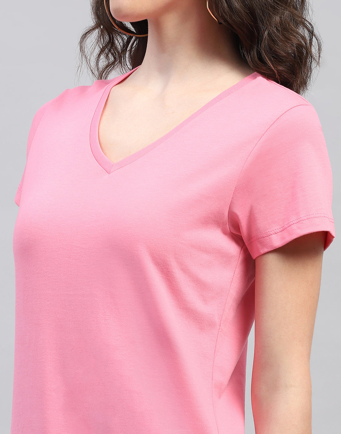 Women Off White & Pink Solid V Neck Half Sleeve Top (Pack of 2)