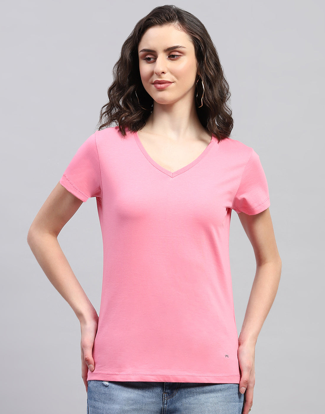 Women Off White & Pink Solid V Neck Half Sleeve Top (Pack of 2)