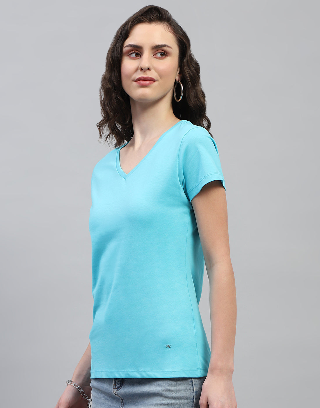 Women Yellow & Turquoise Blue Solid V Neck Half Sleeve Top (Pack of 2)