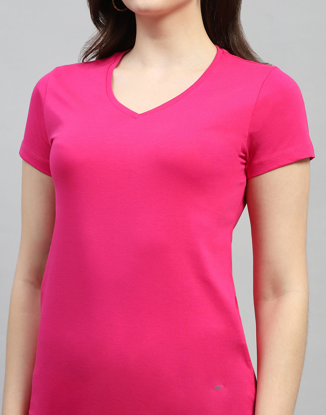 Women Yellow & Pink Solid V Neck Half Sleeve Top (Pack of 2)