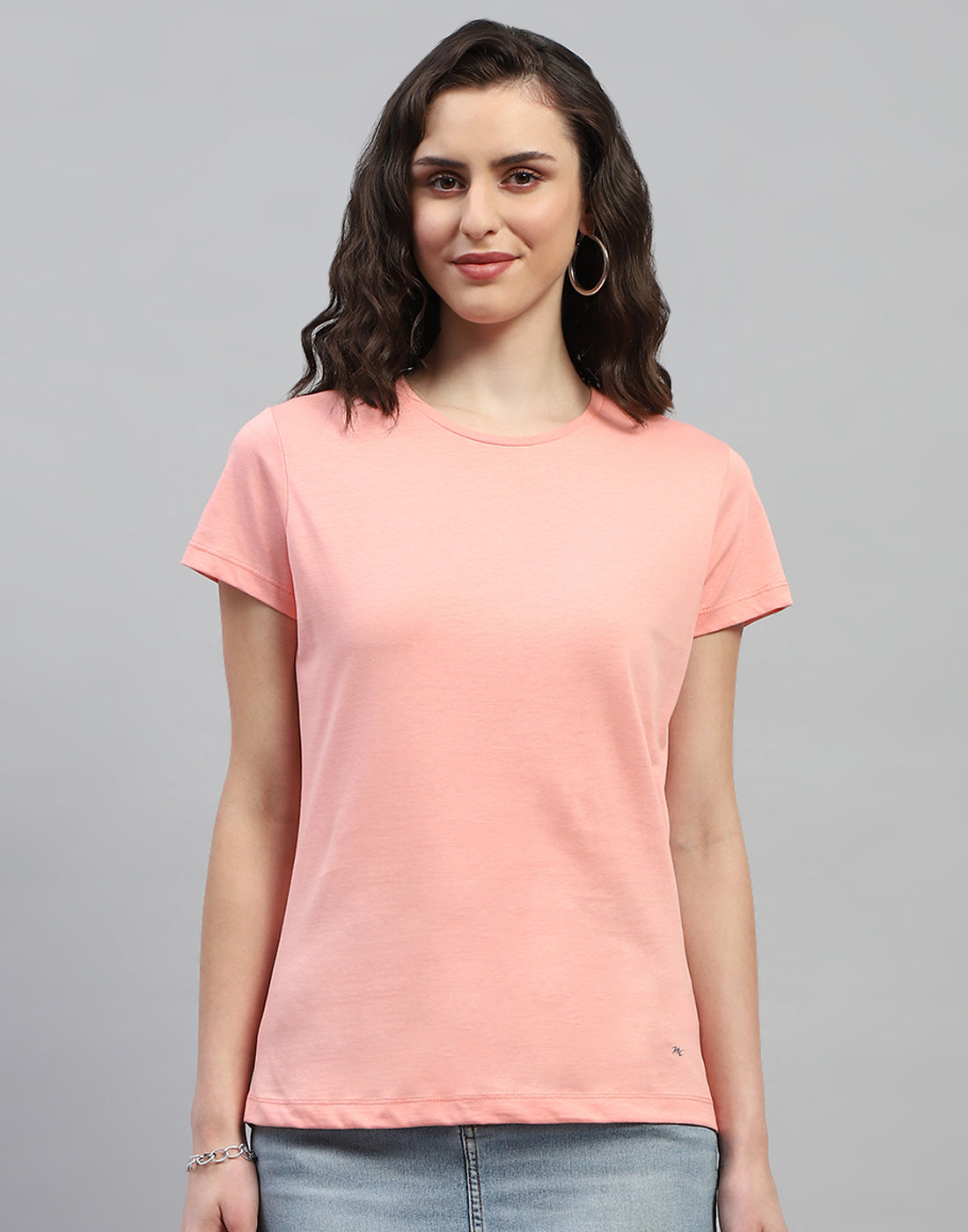 Women Pink & Sky Blue Solid Round Neck Half Sleeve Top (Pack of 2)