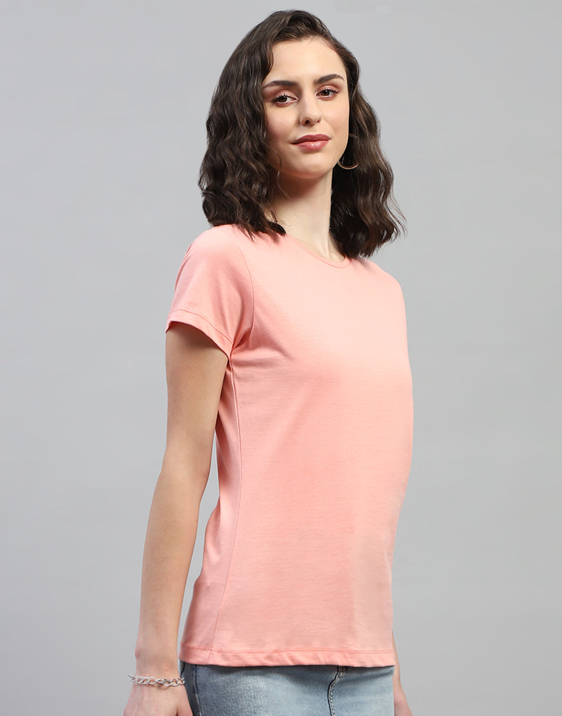 Women Pink & Sky Blue Solid Round Neck Half Sleeve Top (Pack of 2)