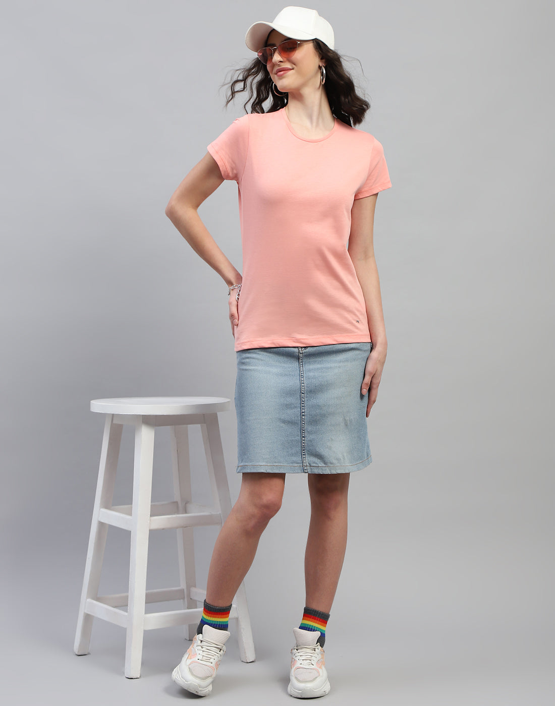 Women Pink & Sky Blue Solid Round Neck Half Sleeve Top (Pack of 2)