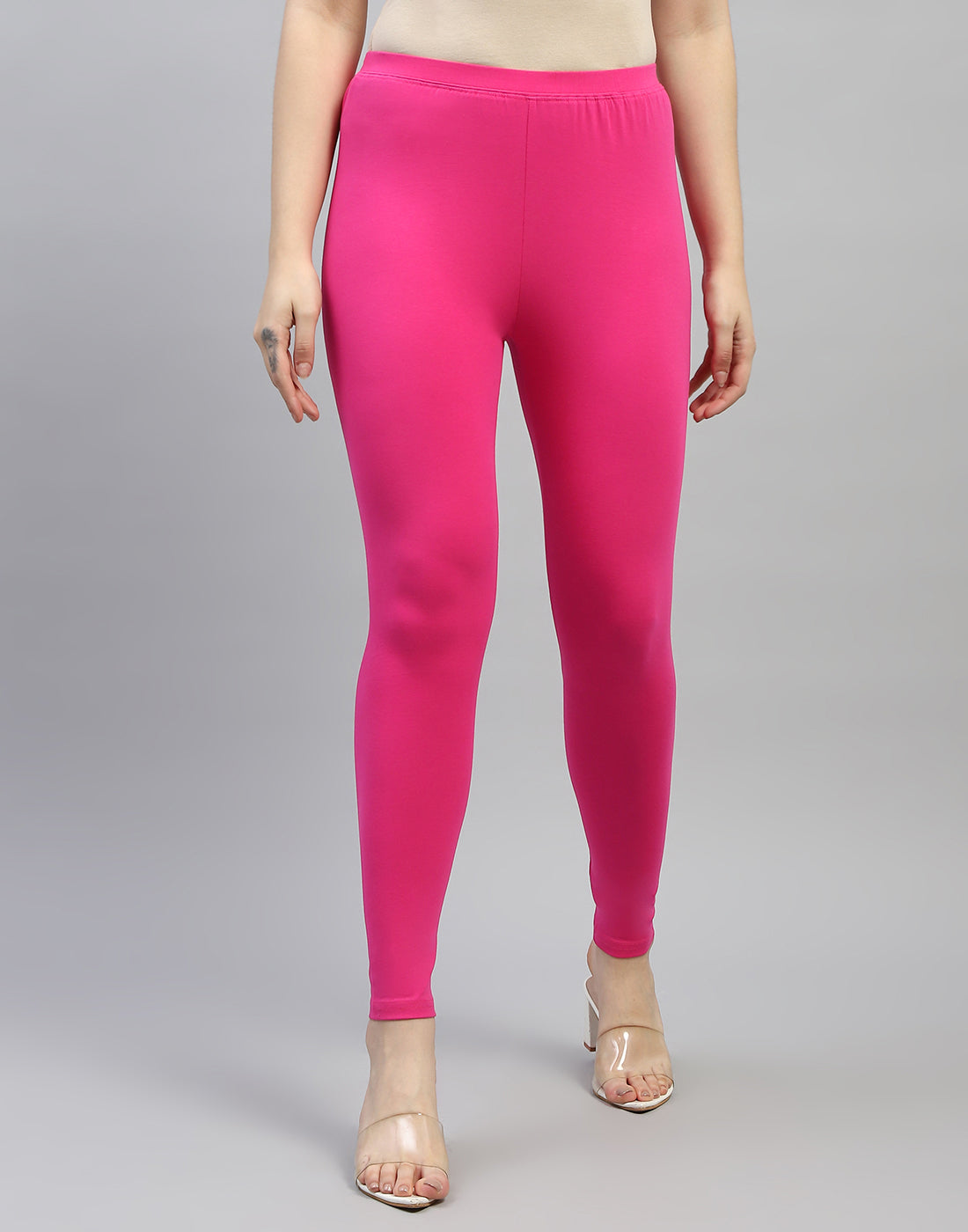 Women Pink Solid Regular Fit Legging