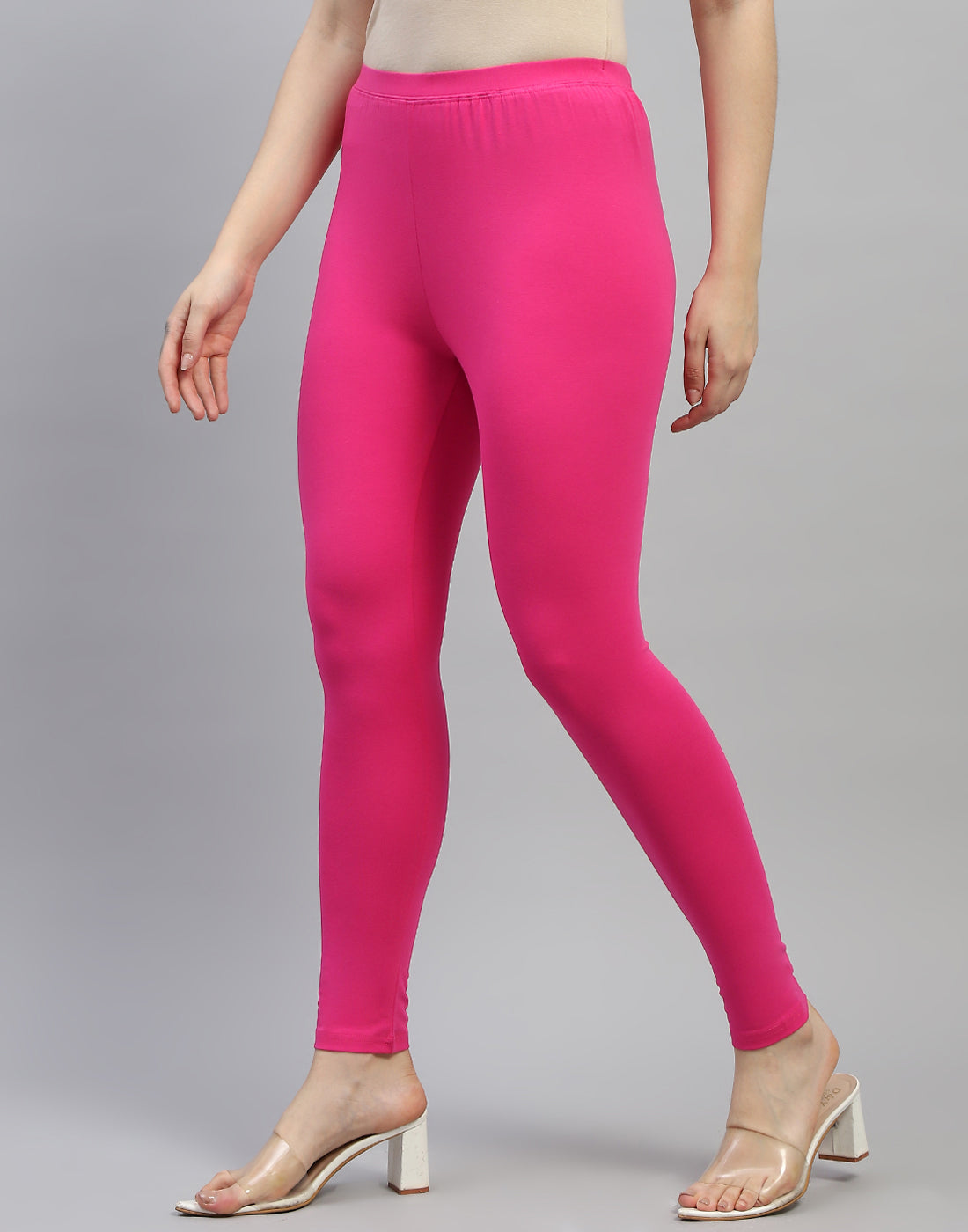 Women Pink Solid Regular Fit Legging