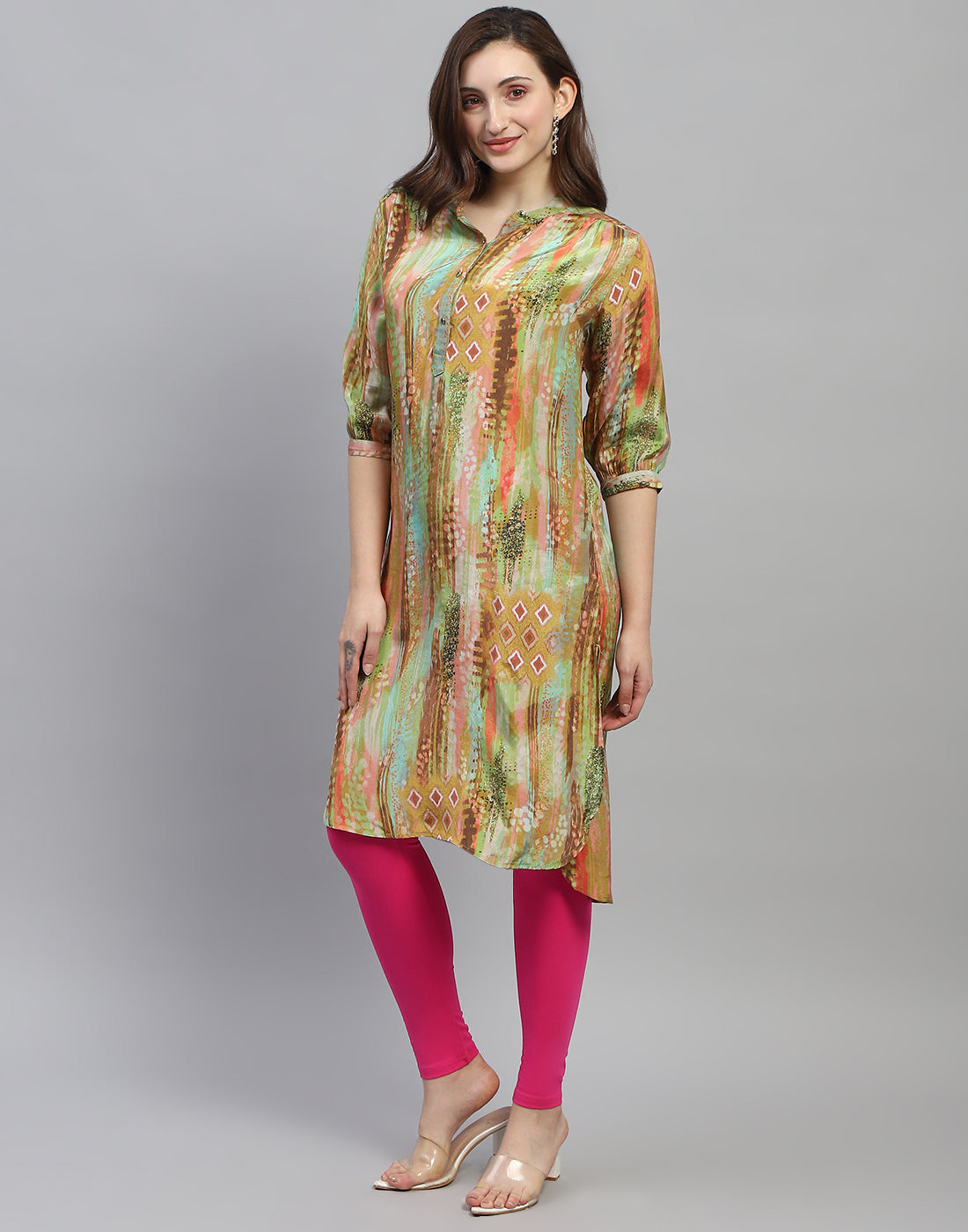 Women Pink Solid Regular Fit Legging