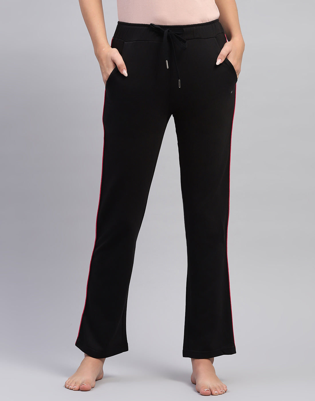 Women Black Solid Regular Fit Lower
