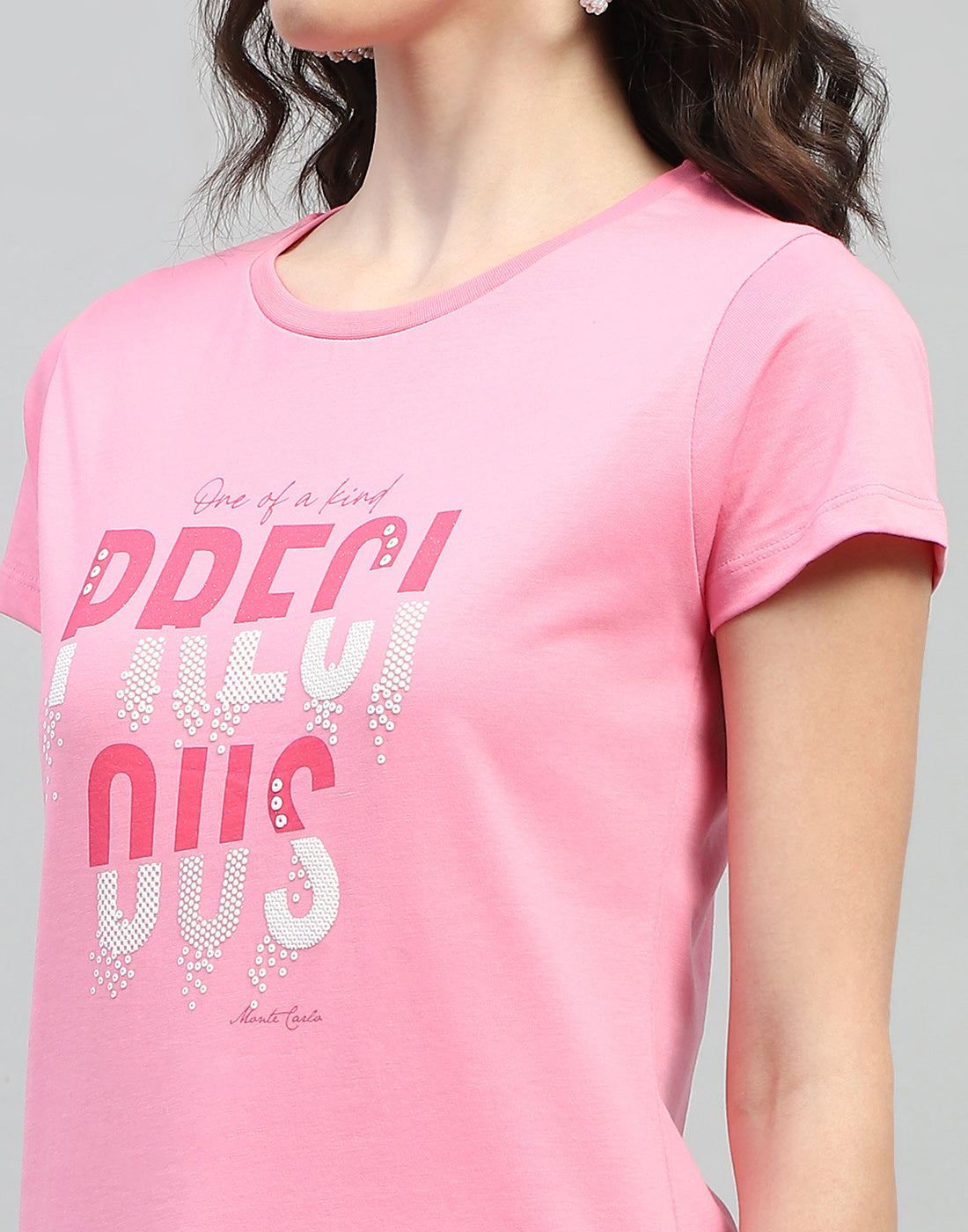 Women Navy Blue & Pink Printed Round Neck Half Sleeve Top (Pack of 2)
