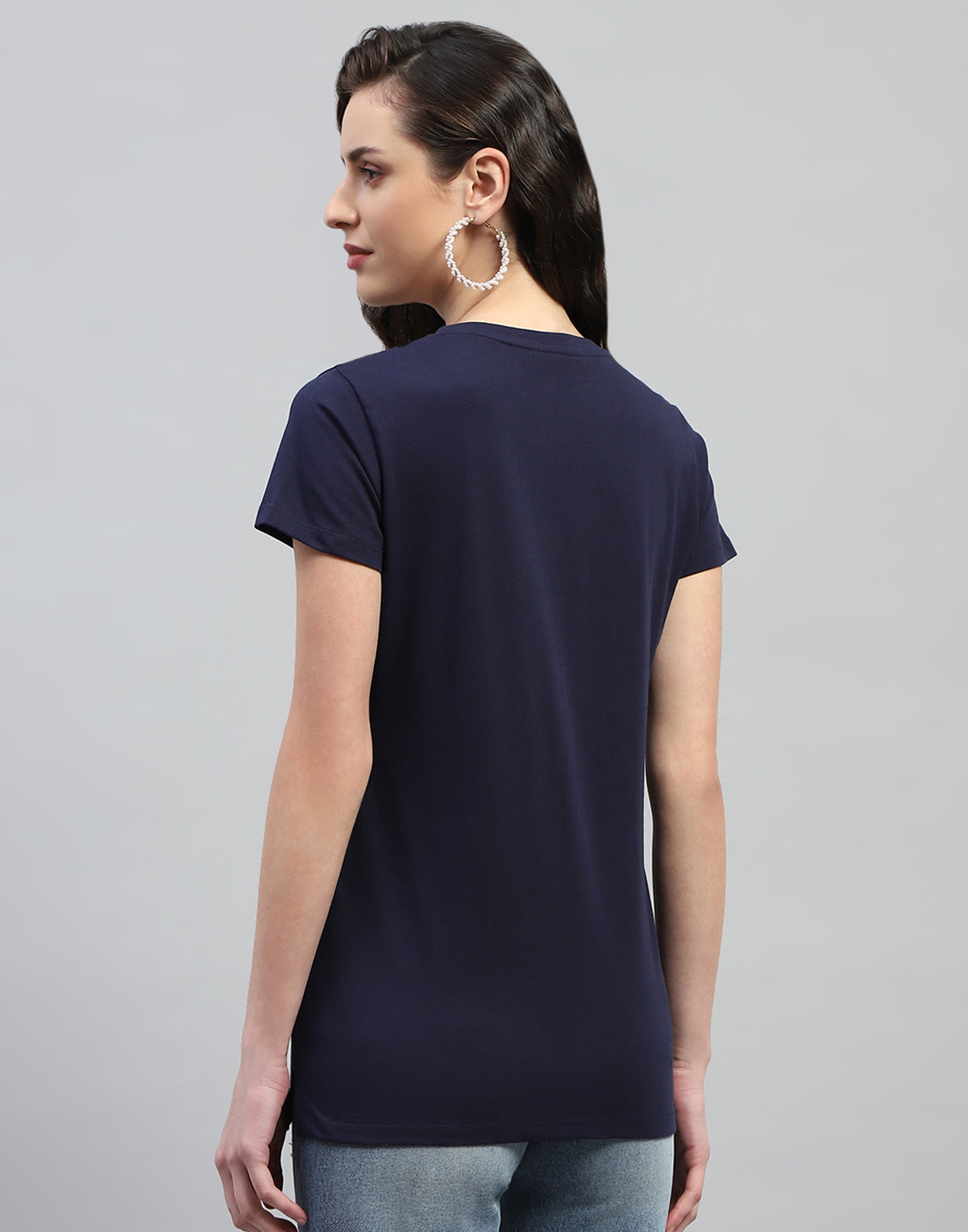 Women Navy Blue & Pink Printed Round Neck Half Sleeve Top (Pack of 2)