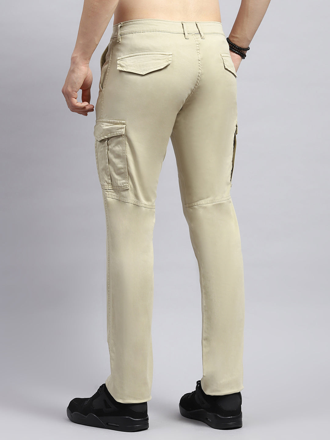 Men Beige Solid Cargo
