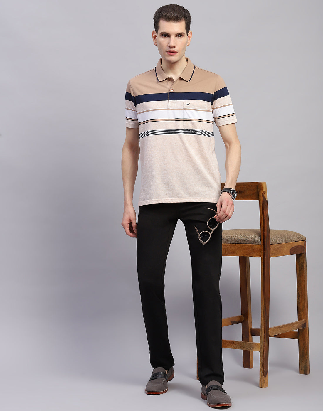 Men Black Solid Regular Fit Trouser