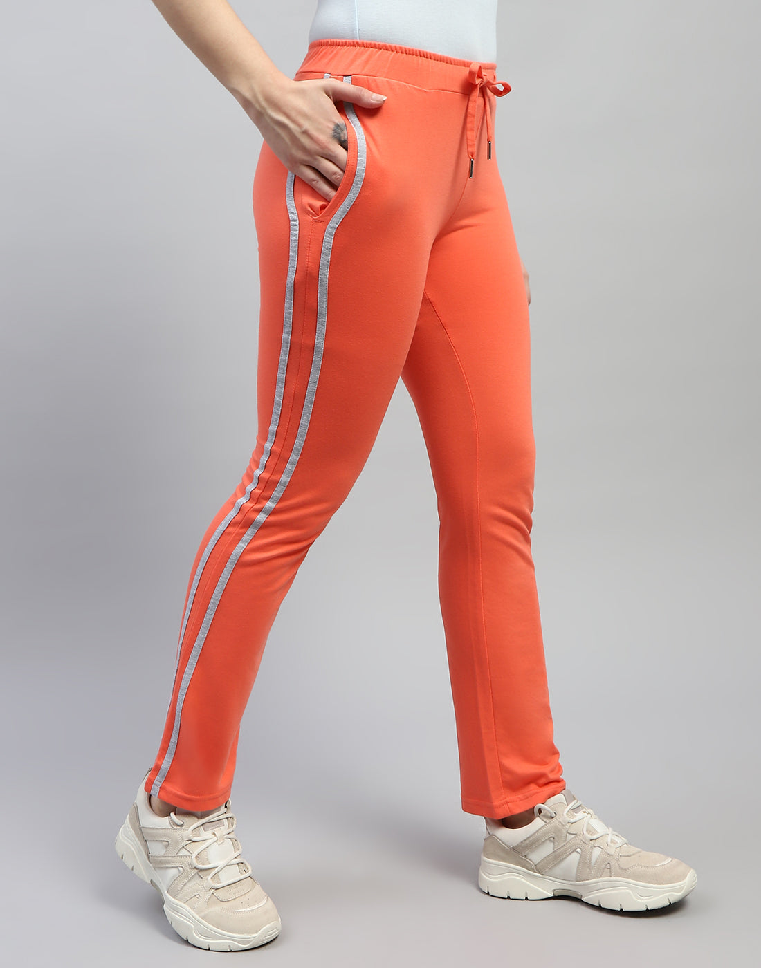 Women Orange Solid Regular Fit Lower