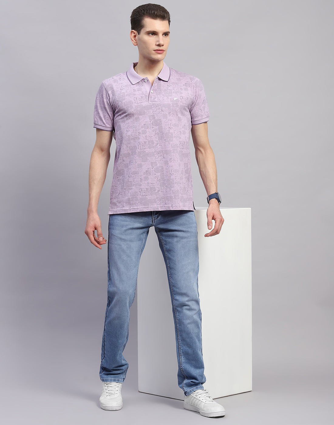 Men Blue Light Wash Narrow Fit Denim